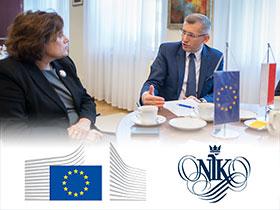 Szefowa Przedstawicielstwa Komisji Europejskiej w Polsce Marzenna Guz-Vetter rozmawia z Prezesem NIK Krzysztofem Kwiatkowskim