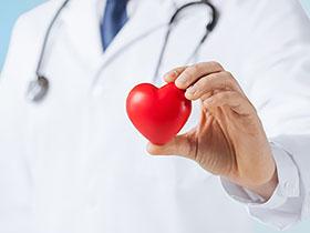 Lekarz trzymający w ręku przedmiot w kształcie serca