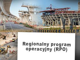 Napis Regionalny program operacyjny w tle zdjęcia budowy