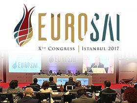 Logo Ósmego Kongresu EUROSAI, poniżej zdjęcie z kongresu
