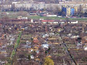 Ogródki działkowe z lotu ptaka