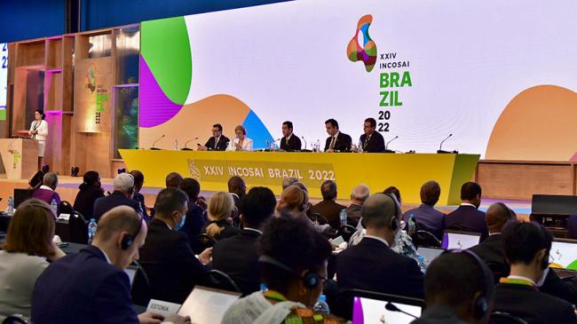 Mer Rio de Janeiro, Sekretarz Generalna INTOSAI, Prezes NOK Brazylii, Minister Spraw Zagranicznych i Szef Senatu Brazyli witają gości kongresu