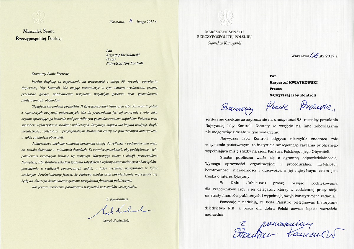 List od Marszałków Sejmu i Senatu