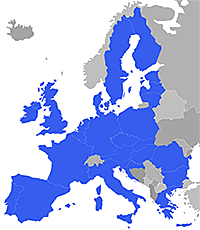 Mapa Europy z oznaczonymi państwami członkowskimi ETO