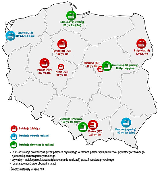 Spalanie śmieci w&nbsp;Polsce (mapa)