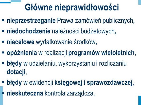 Główne nieprawidłowości