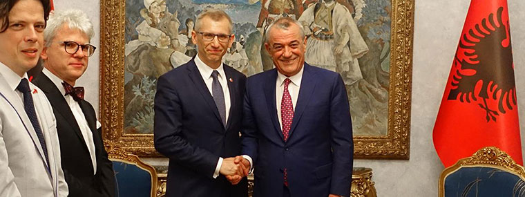 Prezes NIK Krzysztof Kwiatkowski i Marszałek Parlamentu Albanii Gramoz Ruçi