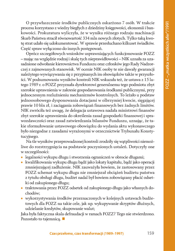 Strona z&nbsp;książki na&nbsp;stulecie NIK-u, informacje o&nbsp;kontroli FOZZ 8