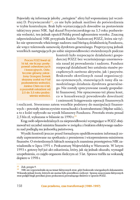 Strona z&nbsp;książki na&nbsp;stulecie NIK-u, informacje o&nbsp;kontroli FOZZ 7