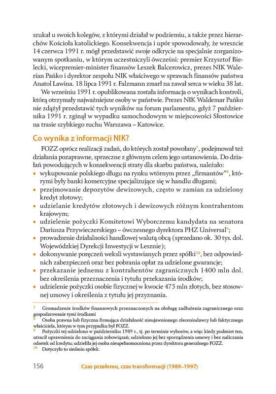 Strona z&nbsp;książki na&nbsp;stulecie NIK-u, informacje o&nbsp;kontroli FOZZ 5