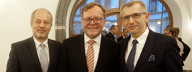Radca Prezesa NIK Jacek Jezierski, prezes NKU Miloslav Kala i&nbsp;prezes NIK Krzysztof Kwiatkowski