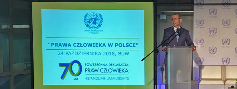 Prezes NIK Krzysztof Kwiatkowski na konferencji ONZ Prawa człowieka w Polsce 1