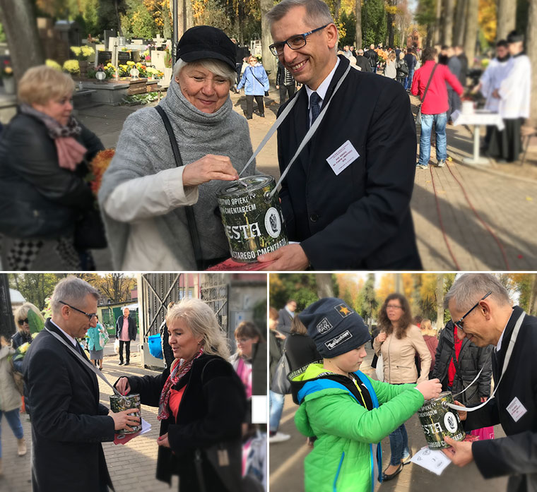 Prezes NIK Krzysztof Kwiatkowski kwestuje na rzecz ratowania zabytków Starego Cmentarza w Łodzi