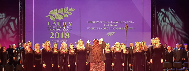 Występ chóru w&nbsp;trakcie uroczystości wręczenia nagród Laurów Kompetencji i&nbsp;Umiejętności