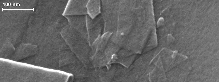 Pojedyncze płatki grafenu - zdjęcie mikroskopowe (zdjęcie: Дагесян Саркис Арменакович CC BY SA 4)