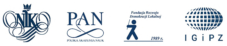 Logotypy: NIK, PAN, Fundacji Rozwoju Demokracji Lokalnej i IGiPZ