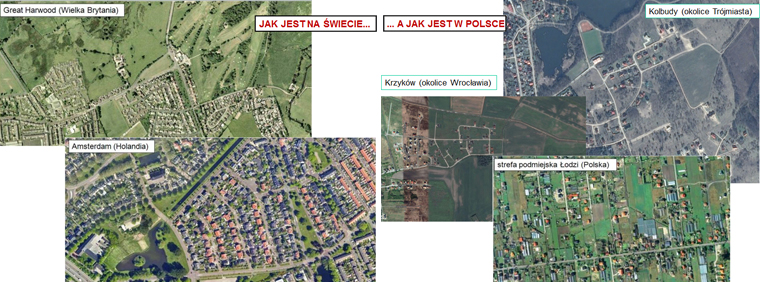 Mapy porównujące sposób zabudowy w Polsce i za granicą