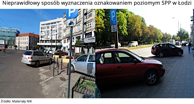 Nieprawidłowy sposób wyznaczenia oznakowaniem poziomym SPP w Łodzi. Źródło: Materiały NIK