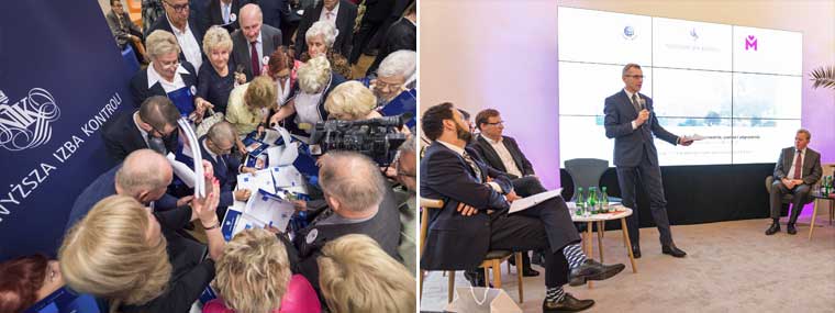 Prezes NIK Krzysztof Kwiatkowski na spotkaniu z seniorami oraz w trakcie wystąpienia na konferencji o zanieczyszczaniu powietrza