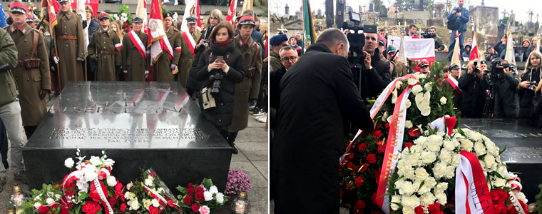 Prezes NIK wraz z&nbsp;delegacją składa wieniec na&nbsp;Marii z&nbsp;Billewiczów