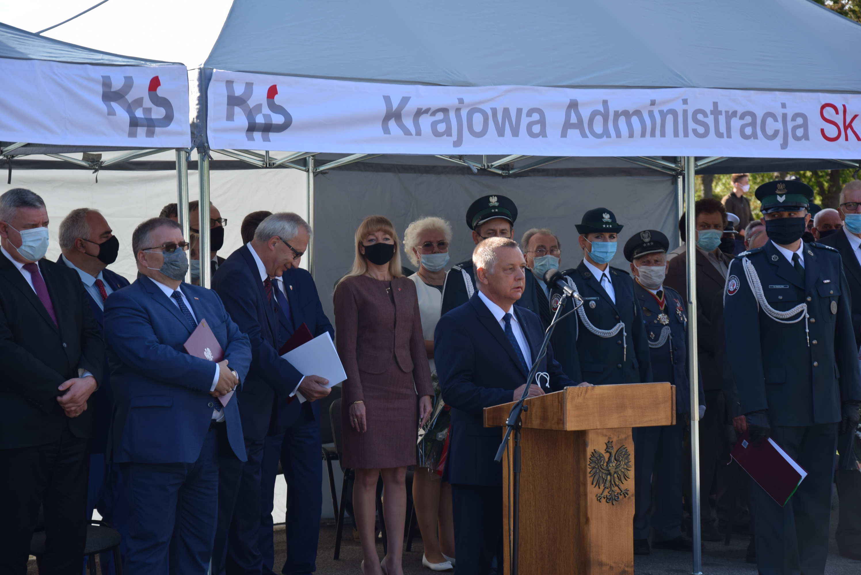 Prezes NIK Marian Banaś podczas uroczystości 81. rocznicy wybuchu II wojny światowej w Malborku Kałdowie
