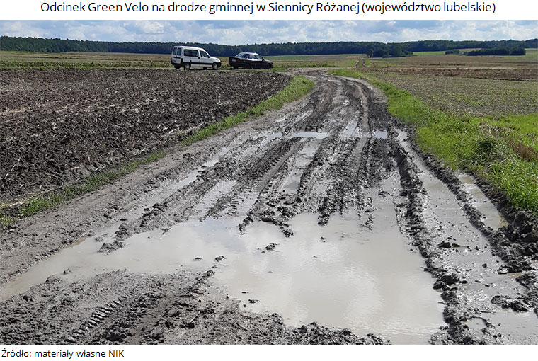 Odcinek Green Velo na drodze gminnej w Siennicy Różanej (województwo lubelskie). Źródło: materiały własne NIK