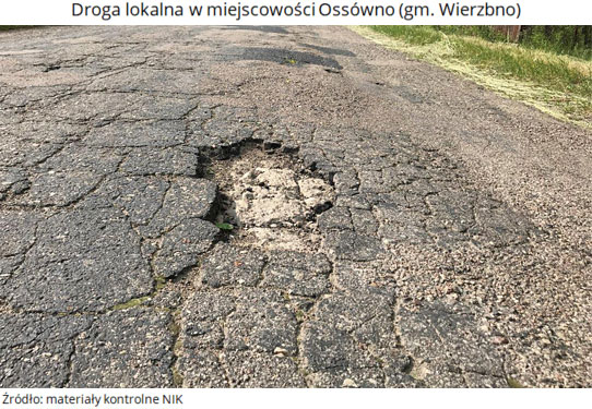 Droga lokalna w miejscowości Ossówno (gm. Wierzbno). Źródło: materiały kontrolne NIK