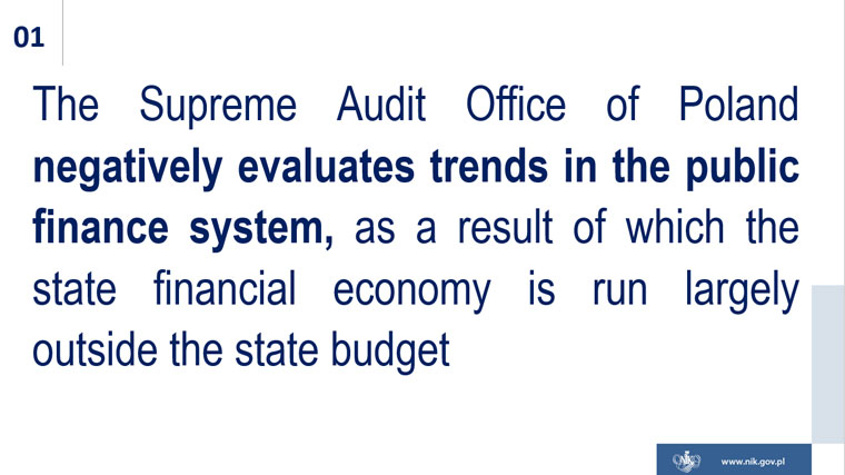 A slide from NIK President's presentation about the budget execution analysis