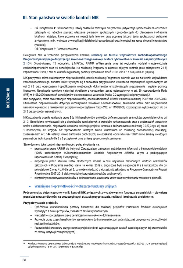 Fragment sprawozdania z&nbsp;działalności NIK za&nbsp;2013 rok - treść dostępna w&nbsp;linku zamieszczonym przed obrazem